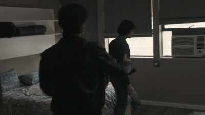 -(gasping)
-(shuts door) - Trackers