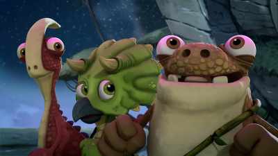 (gasping)
TINY AND ROCKY: It's pink! - Gigantosaurus