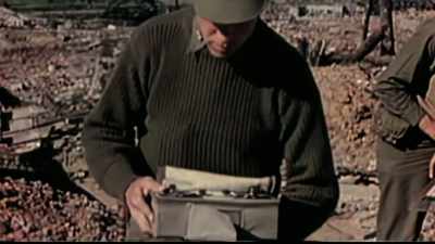 (Geiger counter
clicking rapidly) - To End All War: Oppenheimer & the Atomic Bomb