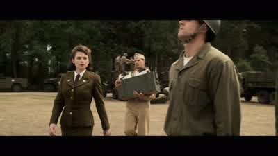 Gentlemen I am Agent CarterI supervise all operations for this divisionWhat's with the accent Queen VictoriaI thought I was signing up for the U S ArmyWhat's your name soldierGilmore Hodge Your MajestyStep forward HodgePut your right foot forwardWe gonna - Captain America: The First Avenger