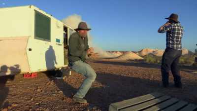 GEORGE: Anytime now.
(JUSTIN AND DAN EXCLAIM) - Outback Opal Hunters