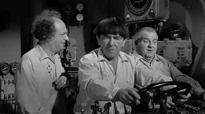 - Get away from there!
- All right, all right. - The Three Stooges in Orbit