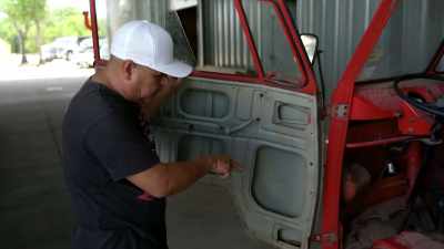 Get him started on drilling
out the spotwelds - Shorty's Dream Shop