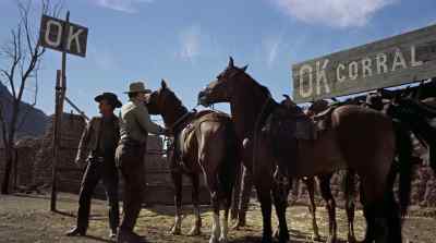 - Get the horses around back.
- Right. - Gunfight at the O K  Corral