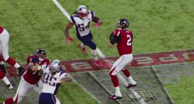 Gets hit, and that's a fumble.
New England recovers. - 80 for Brady