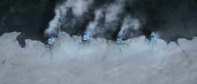Giant machines melt the ice caps - Alien Worlds