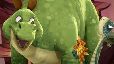 -(giggles)
-They fly in your face - Gigantosaurus