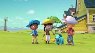 [giggling] And it's not easy
to get compies to listen. - Dino Ranch