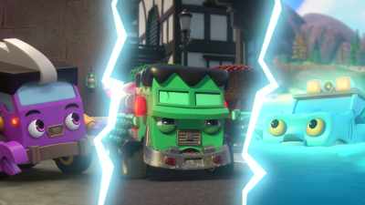 -Gill E. here. Happy to lend a fin.
-No need, Gill E. I'm already on it. - Mighty Monsterwheelies