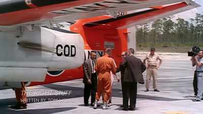 Glenn and the others now watched
from the sidelines as Al Shepard - The Real Right Stuff