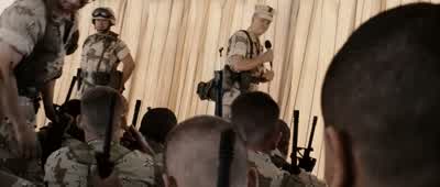 Good afternoon Marines Good afternoon sirJesus did you just land in a war zone or a funeral parlorGood afternoon Marines Good afternoon sirI just felt my dick moveFor those of you who don't know meI'm Lieutenant Colonel Kazinski your battalion commanderWe - Jarhead