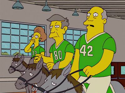 Good Lord !
Bart's mooning the flag ! - The Simpsons