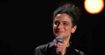 Good luck today."
[kisses] - Jenny Slate: Stage Fright