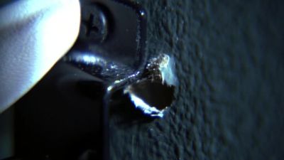 Got it. Straight through the wall - CSI: Crime Scene Investigation