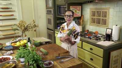 Grab two bunches of asparagus - Selena + Chef