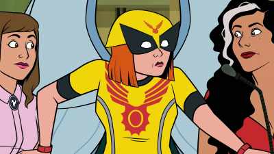 [ Groaning ] it's been
five minutes. Help! - Birdgirl