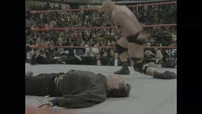-[groans]
-[commentator] Oh no! - Mr. McMahon