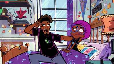 - (groans)
- (music playing) - Marvel's Moon Girl and Devil Dinosaur
