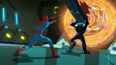 -[grunting]
-[clangs] - Your Friendly Neighborhood Spider-Man