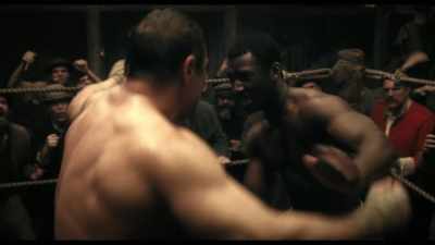 - [grunting]
- [corner man] Give it to him, son. - A Thousand Blows