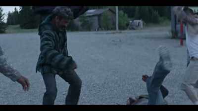 [grunting and hitting zombies] - Black Summer