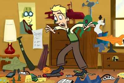 - (GRUNTING) Oh, ow! Ow, ow!
- (SQUEAKS) - Johnny Test