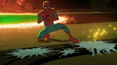 -[grunting]
-[♪ tense music playing] - Your Friendly Neighborhood Spider-Man