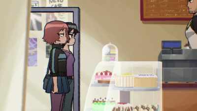 [grunts, chuckles] - Scott Pilgrim Takes Off