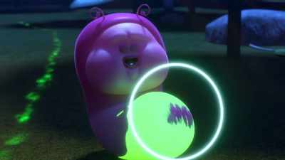 - [grunts excitedly]
- [tinkling] - Larva Family