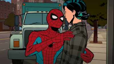 -[grunts]
-[Nico screams] - Your Friendly Neighborhood Spider-Man