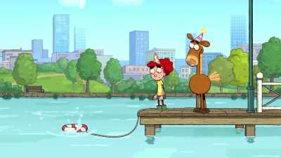 [grunts]
- [splash] - It's Pony