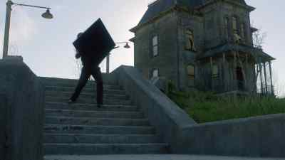 - [grunts]
- [television clatters] - Bates Motel