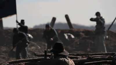 (guns firing) - The Bounty Men