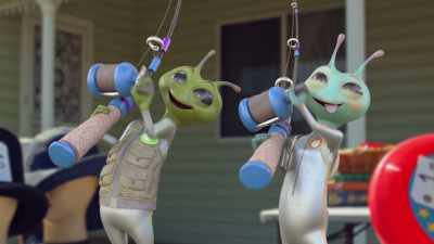 - Ha.
- [rapid cranking] - Alien TV