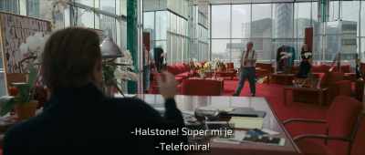 - Halston! I love it.
- He's on a call! - Halston