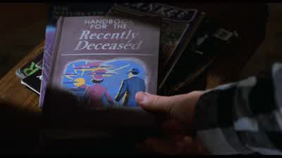 Handbook for the recently diseased DeceasedDeceasedI don't know where it came from Look at the publisherHandbook for the recently deceased pressYou know what I don't think we survived the crash - Beetlejuice