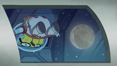 Hang on, Ma. I'm comin'.
Why am I on the ceiling? - Big City Greens the Movie: Spacecation