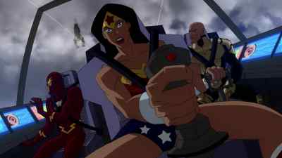 - Hang on.
- Whoa! - Justice League: Crisis on Two Earths
