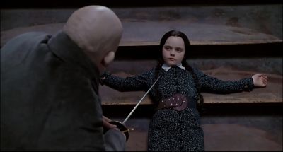 Haven't you ever slaughtered anyoneHe's only a child No excuseAim for a major artery The jugular - The Addams Family