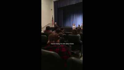 He called a mandatory senior assembly,
where he did this: - American Vandal