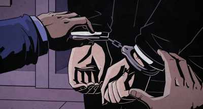 He carries a document with him
which bears the heading Bologna - Murder of God's Banker
