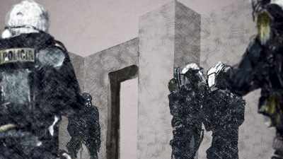 He could see inside because
he was using a shield with a window. - 11M: Terror in Madrid