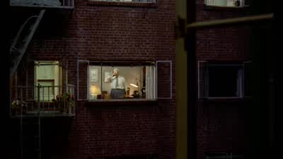 He doesn't seem to be in any hurry. - Rear Window