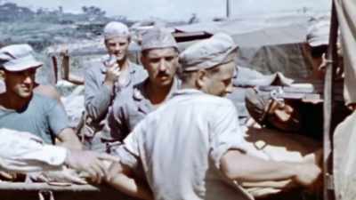 He drifts off to sleep - The Pacific War in Color