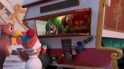 -He even gave Smiley a new job,
-[whistles] - Reindeer in Here