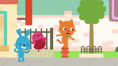 He gonna win!
Harvey gonna get to Binky first. - Sago Mini Friends