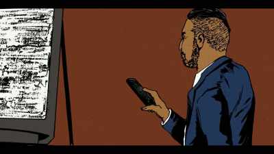 He grabs a controller
and points it at the machine, - Generation Hustle