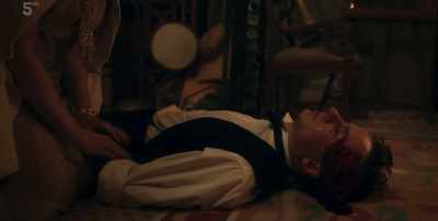 HE GROANS Where in
God's name did you learn that? - Agatha and the Midnight Murders