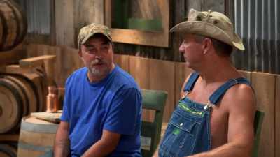-He keeps drinking
and spitting in it.
-Keep tasting it, - Moonshiners: Master Distiller