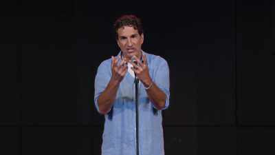 He peeled it. Sure enough,
in the center, - Gary Gulman: Born on 3rd Base